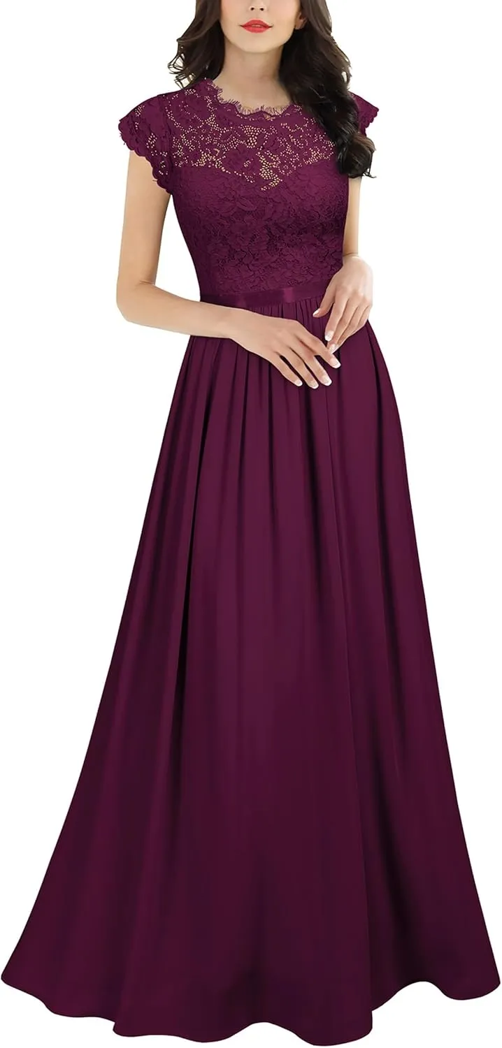 Miusol Women's Formal Floral Lace Evening Party Maxi Dress
