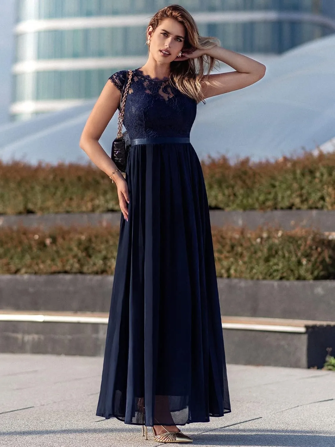 Miusol Women's Formal Floral Lace Evening Party Maxi Dress