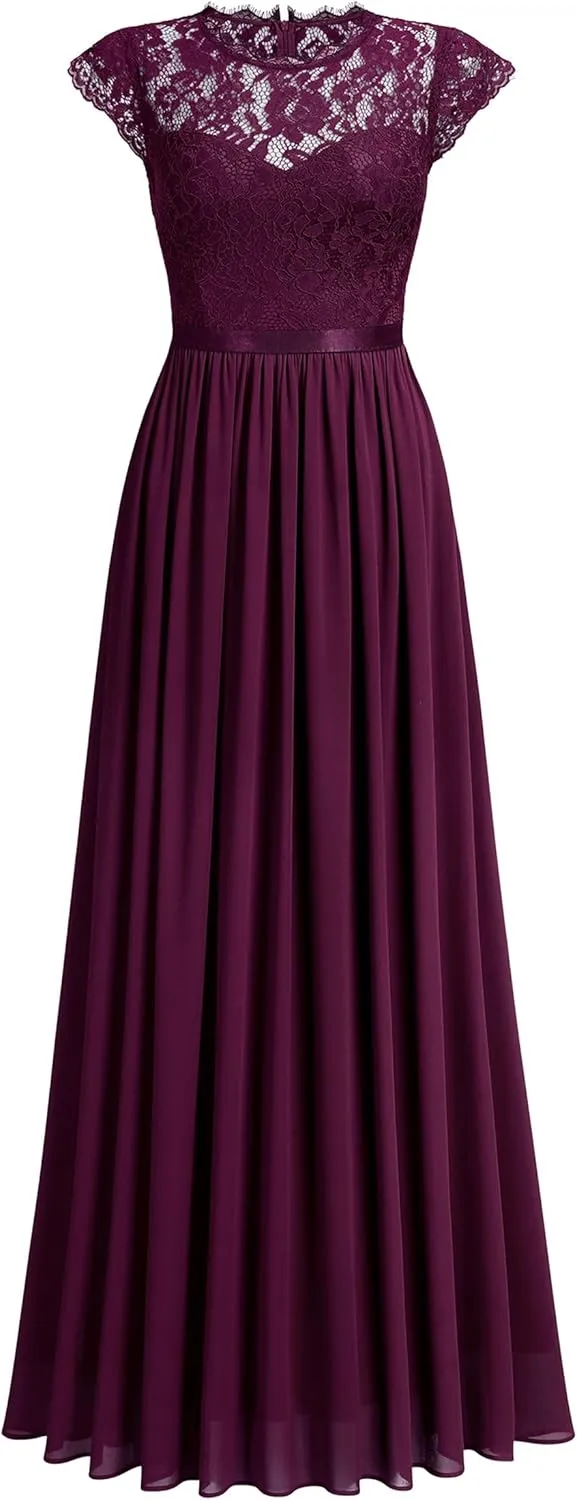 Miusol Women's Formal Floral Lace Evening Party Maxi Dress