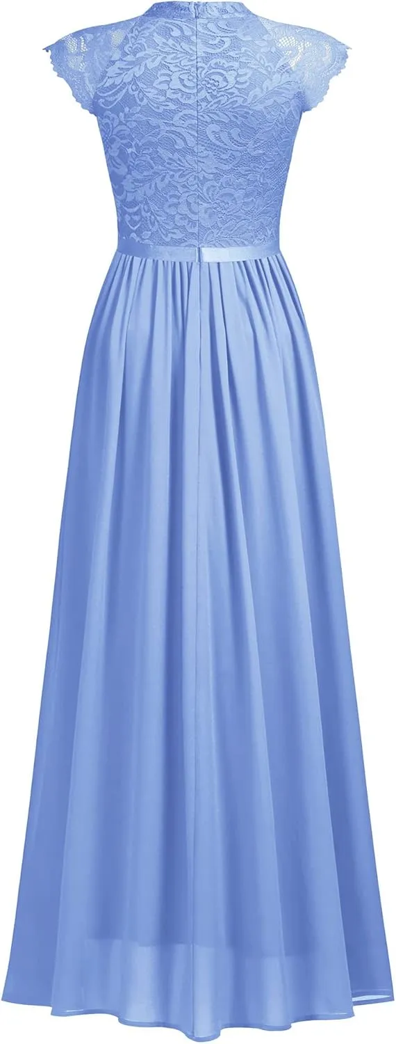 Miusol Women's Formal Sleeveless Floral Lace Bridesmaid Party Maxi Dress