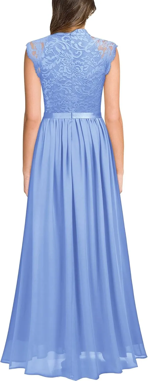 Miusol Women's Formal Sleeveless Floral Lace Bridesmaid Party Maxi Dress