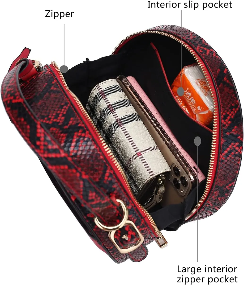 MKF Collection Round Bag for Women, Vegan Leather Circle Crossbody Bag Shoulder Purse by Mia K