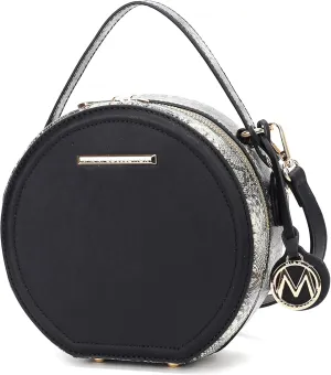 MKF Collection Round Bag for Women, Vegan Leather Circle Crossbody Bag Shoulder Purse by Mia K