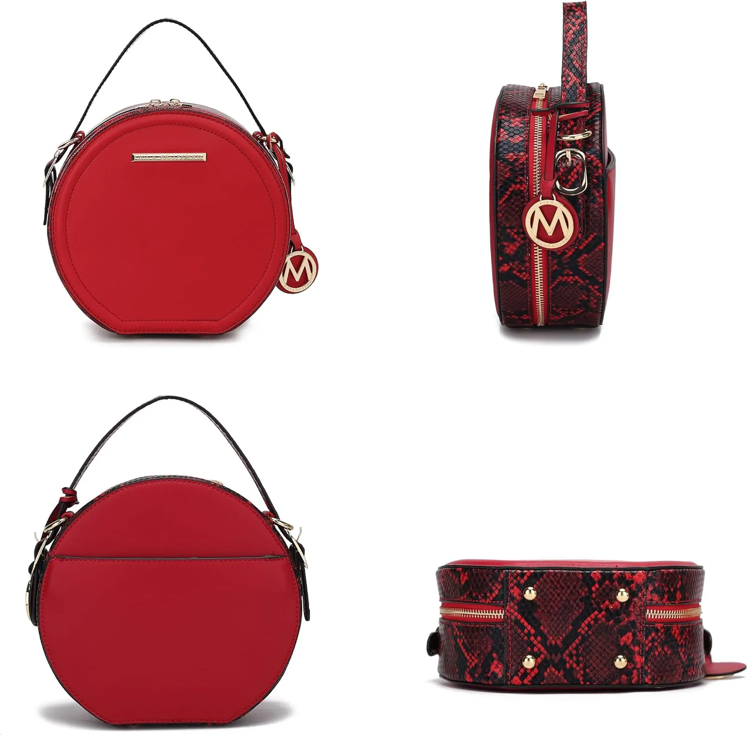 MKF Collection Round Bag for Women, Vegan Leather Circle Crossbody Bag Shoulder Purse by Mia K