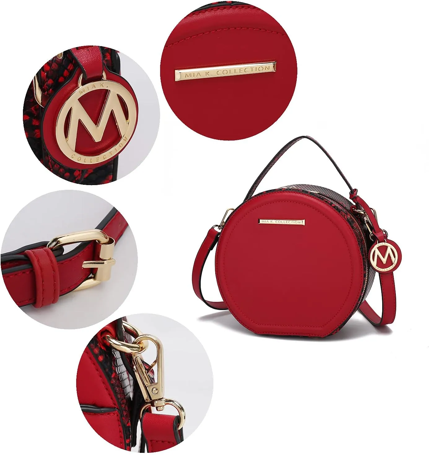MKF Collection Round Bag for Women, Vegan Leather Circle Crossbody Bag Shoulder Purse by Mia K