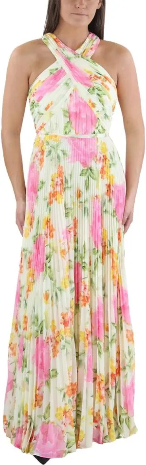MONIQUE LHUILLIER ML Womens Pleated Chiffon Evening Dress