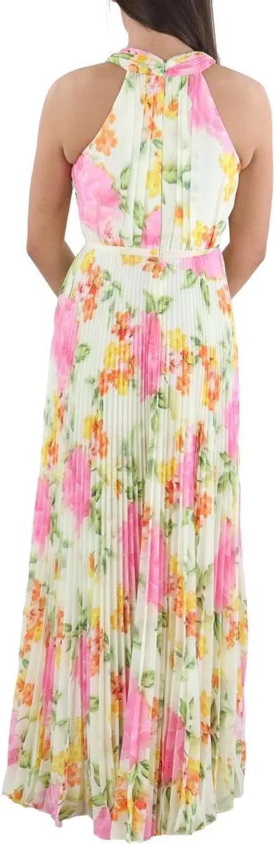 MONIQUE LHUILLIER ML Womens Pleated Chiffon Evening Dress