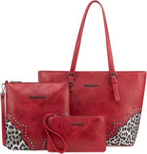 Montana West Purses for Women Tote Bag 3Pcs Set Leopard Print Satchel Handbags