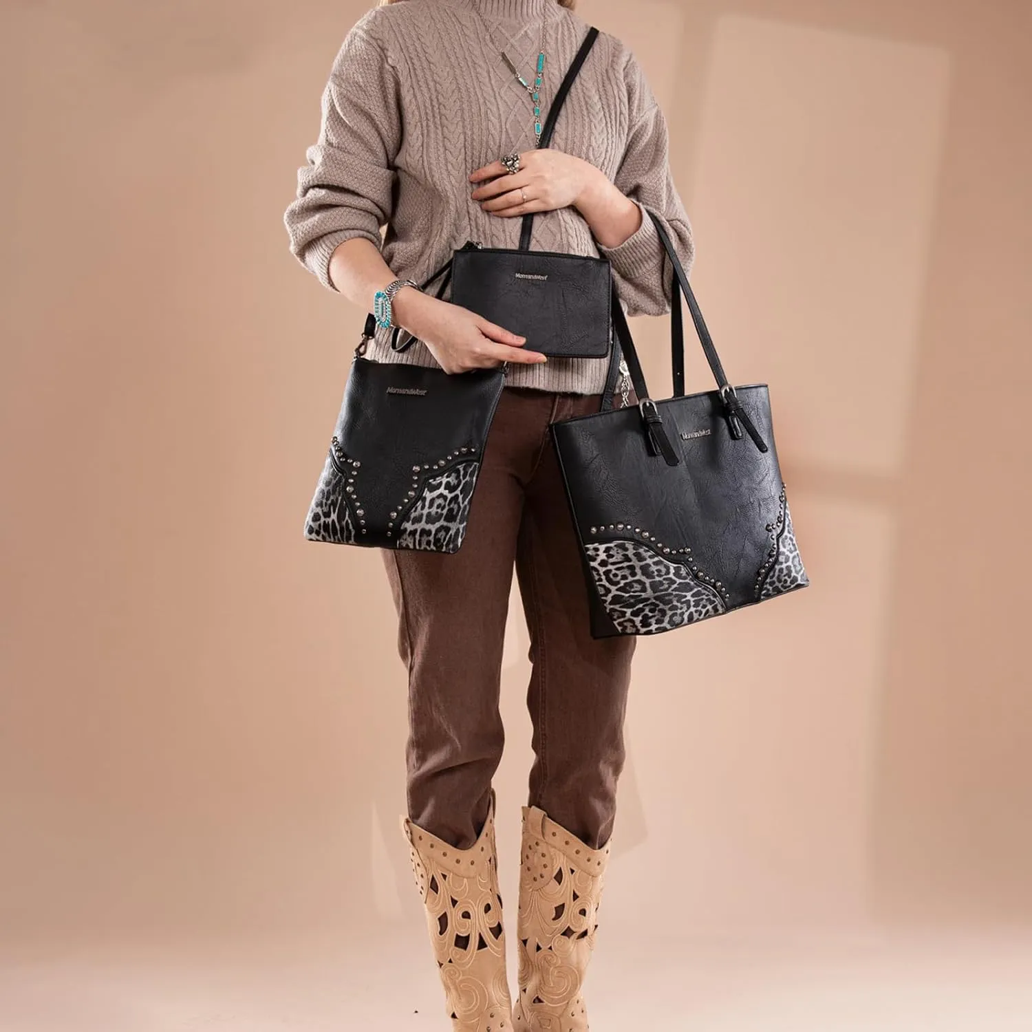 Montana West Purses for Women Tote Bag 3Pcs Set Leopard Print Satchel Handbags