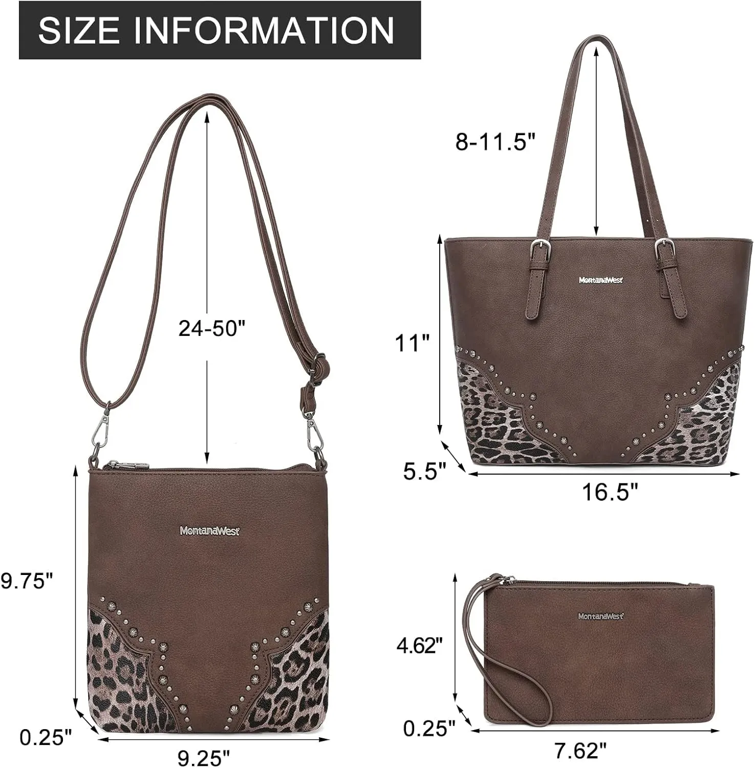 Montana West Purses for Women Tote Bag 3Pcs Set Leopard Print Satchel Handbags