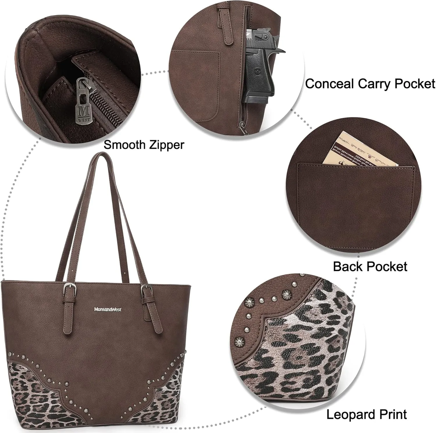 Montana West Purses for Women Tote Bag 3Pcs Set Leopard Print Satchel Handbags