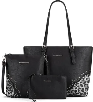 Montana West Purses for Women Tote Bag 3Pcs Set Leopard Print Satchel Handbags