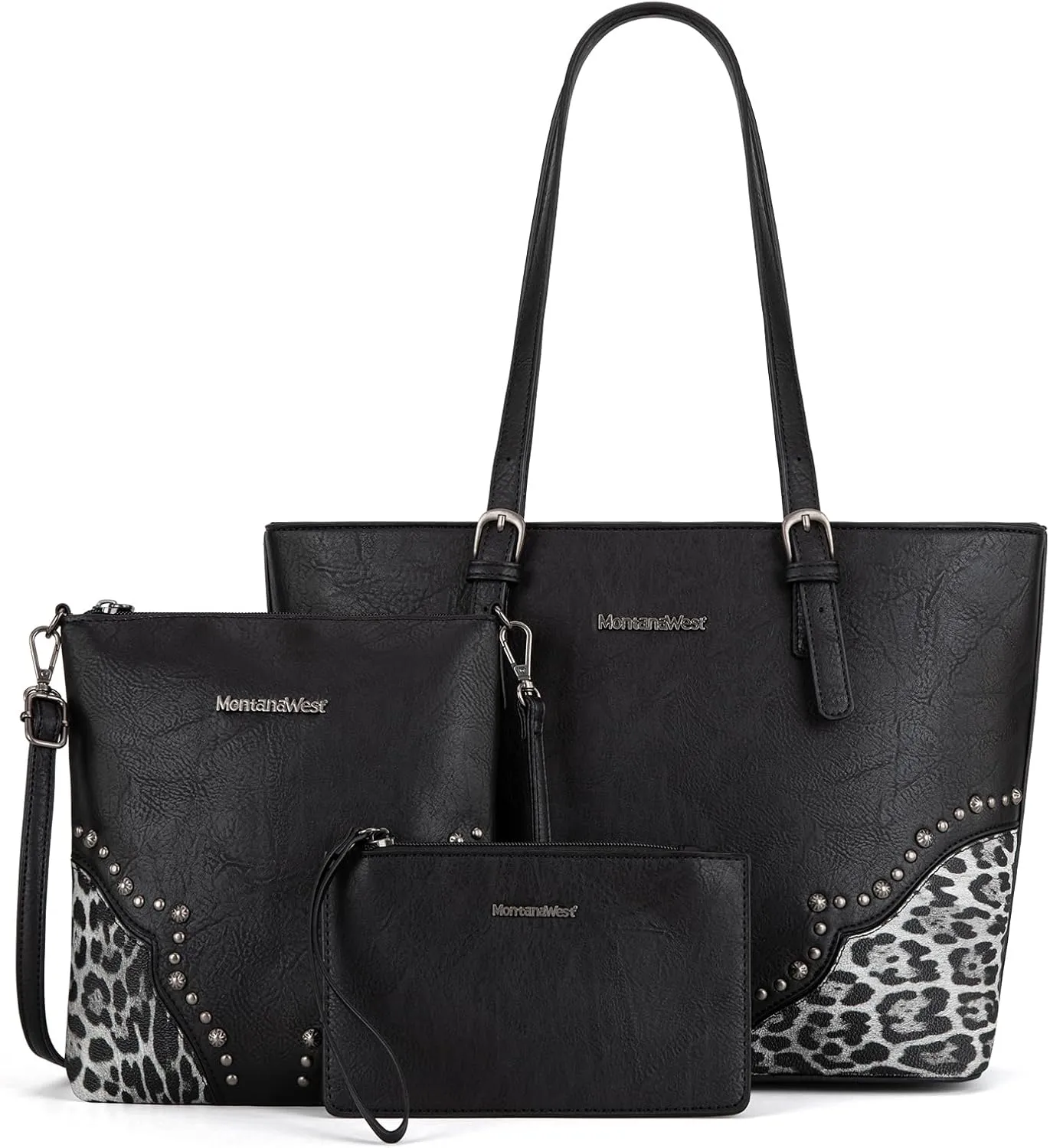 Montana West Purses for Women Tote Bag 3Pcs Set Leopard Print Satchel Handbags