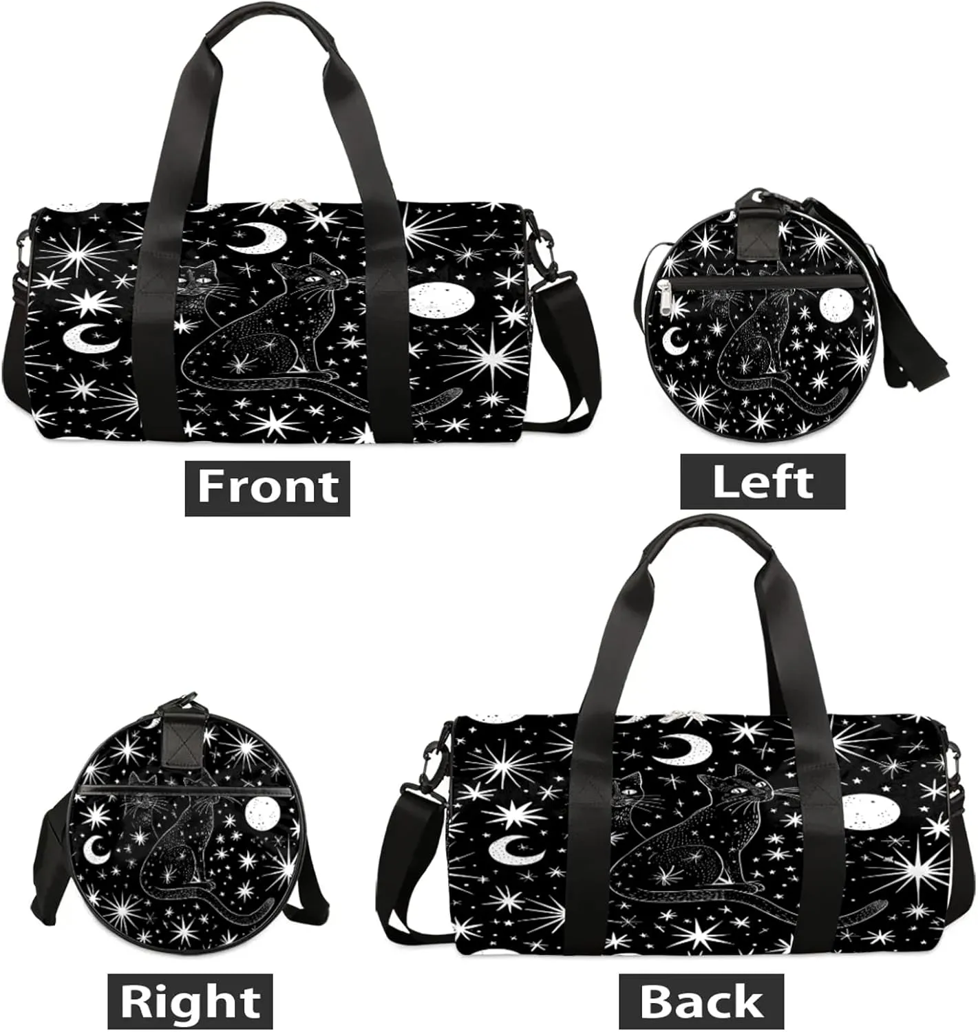 Moon Cat Star Sports Gym Bag for Men Women Lightweight Travel Duffle Bag with Shoulder Strap Waterproof Carry On Weekender Overnight Bag for Travel Sports Gym