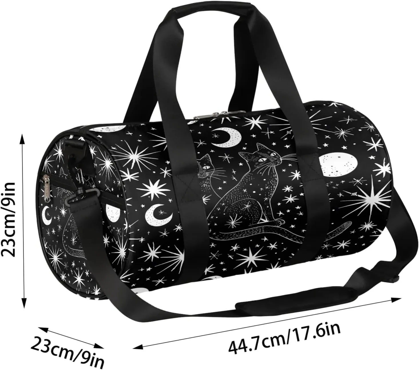 Moon Cat Star Sports Gym Bag for Men Women Lightweight Travel Duffle Bag with Shoulder Strap Waterproof Carry On Weekender Overnight Bag for Travel Sports Gym