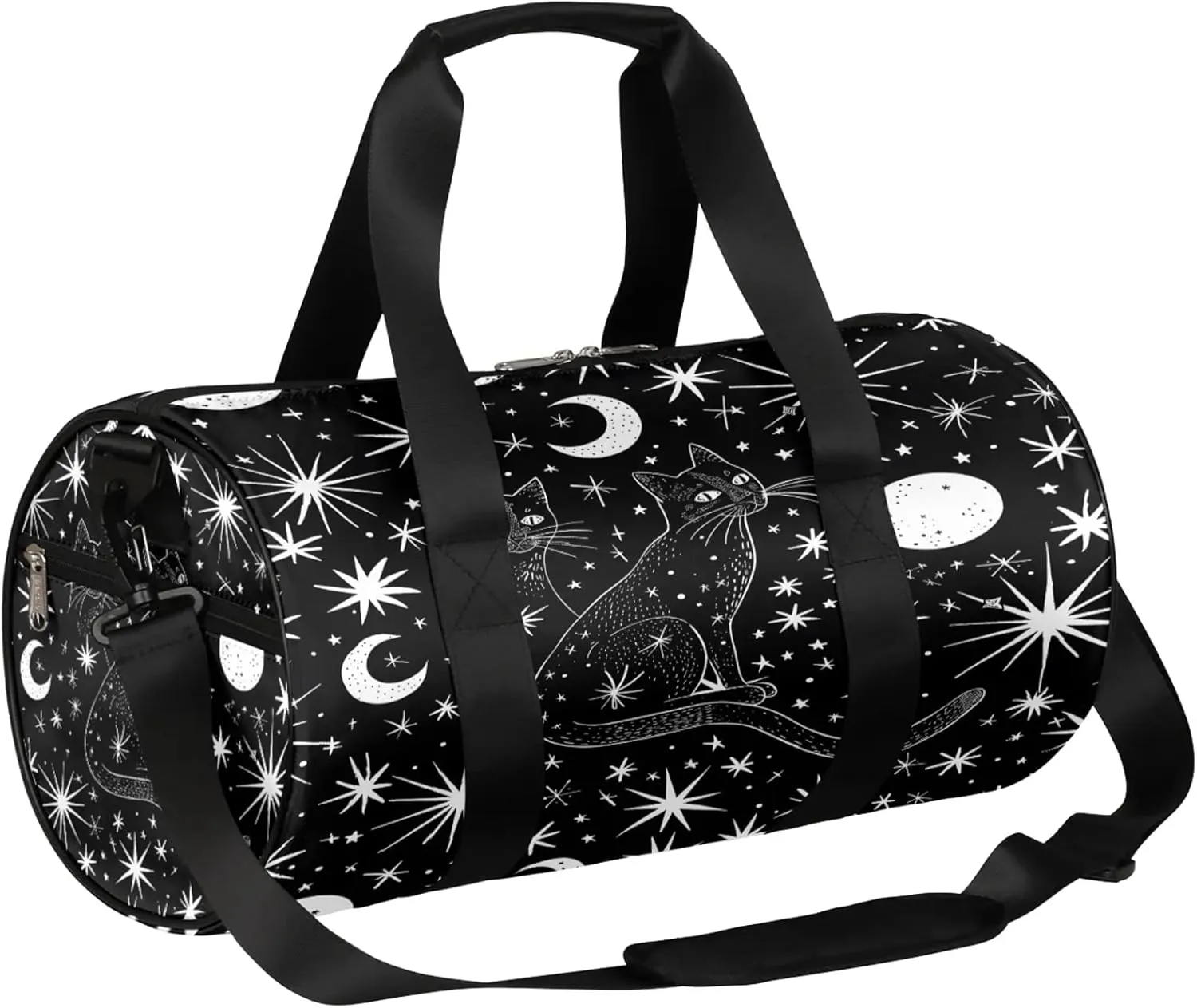 Moon Cat Star Sports Gym Bag for Men Women Lightweight Travel Duffle Bag with Shoulder Strap Waterproof Carry On Weekender Overnight Bag for Travel Sports Gym