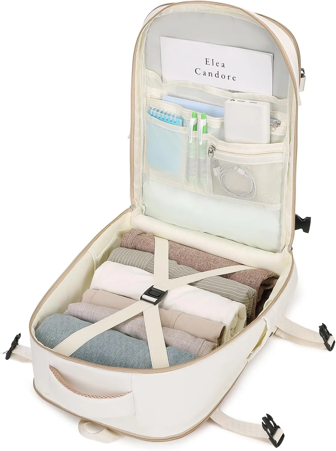 MOONBABY Travel Backpack for Women Men Carry On Flight Approved 3pcs Set Personal Item Travel Bag With Luggage Strap