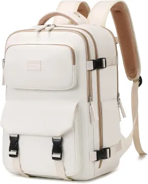MOONBABY Travel Backpack for Women Men Carry On Flight Approved 3pcs Set Personal Item Travel Bag With Luggage Strap