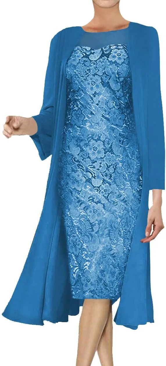 Mother of The Bride Dresses Lace Evening Formal Dress Chiffon Long Jacket Wedding Guest Groom Women's