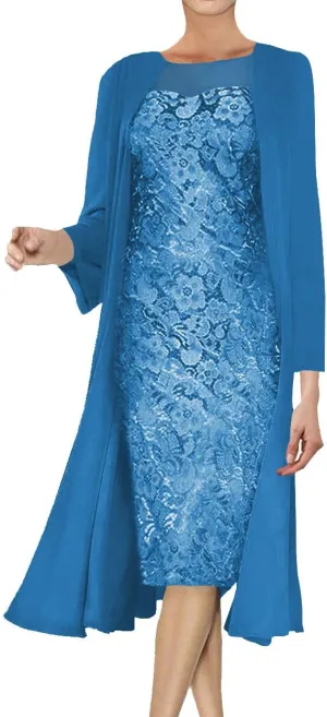 Mother of The Bride Dresses Lace Evening Formal Dress Chiffon Long Jacket Wedding Guest Groom Women's