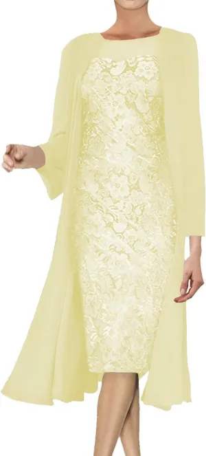 Mother of The Bride Dresses Lace Evening Formal Dress Chiffon Long Jacket Wedding Guest Groom Women's
