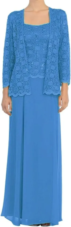Mother of The Bride Dresses Long Evening Formal Dresses Lace Jacket for Wedding Guest Groom Party