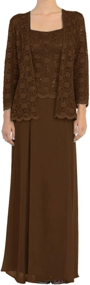 Mother of The Bride Dresses Long Evening Formal Dresses Lace Jacket for Wedding Guest Groom Party