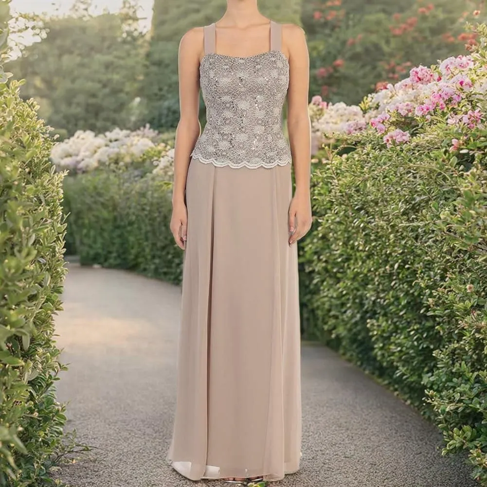 Mother of The Bride Dresses Long Evening Formal Dresses Lace Jacket for Wedding Guest Groom Party