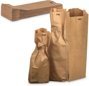 MT Products Kraft Wine Bags 3.75" x 2.25" x 11.5" - Disposable Paper Gift Bags - Pack of 100