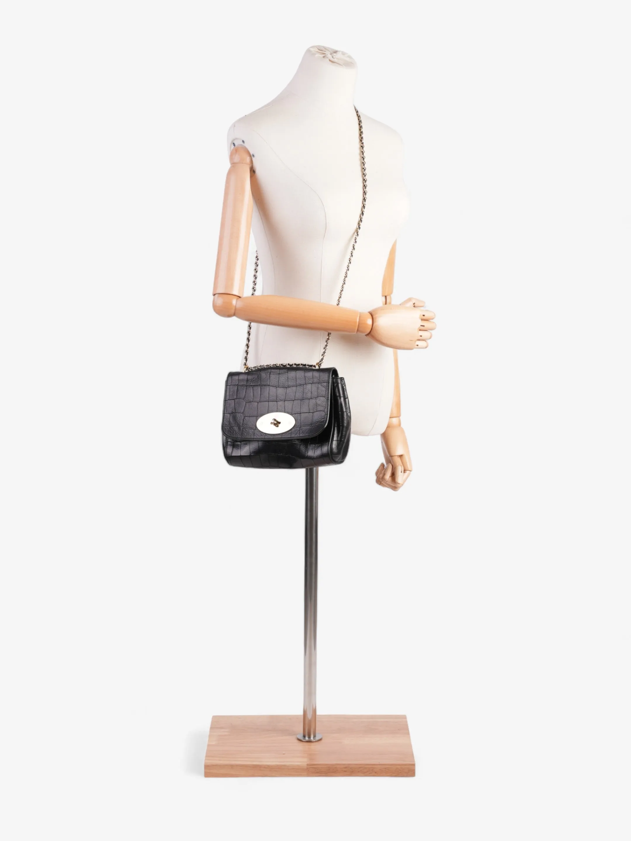 Mulberry Lily Black Embossed Leather Small