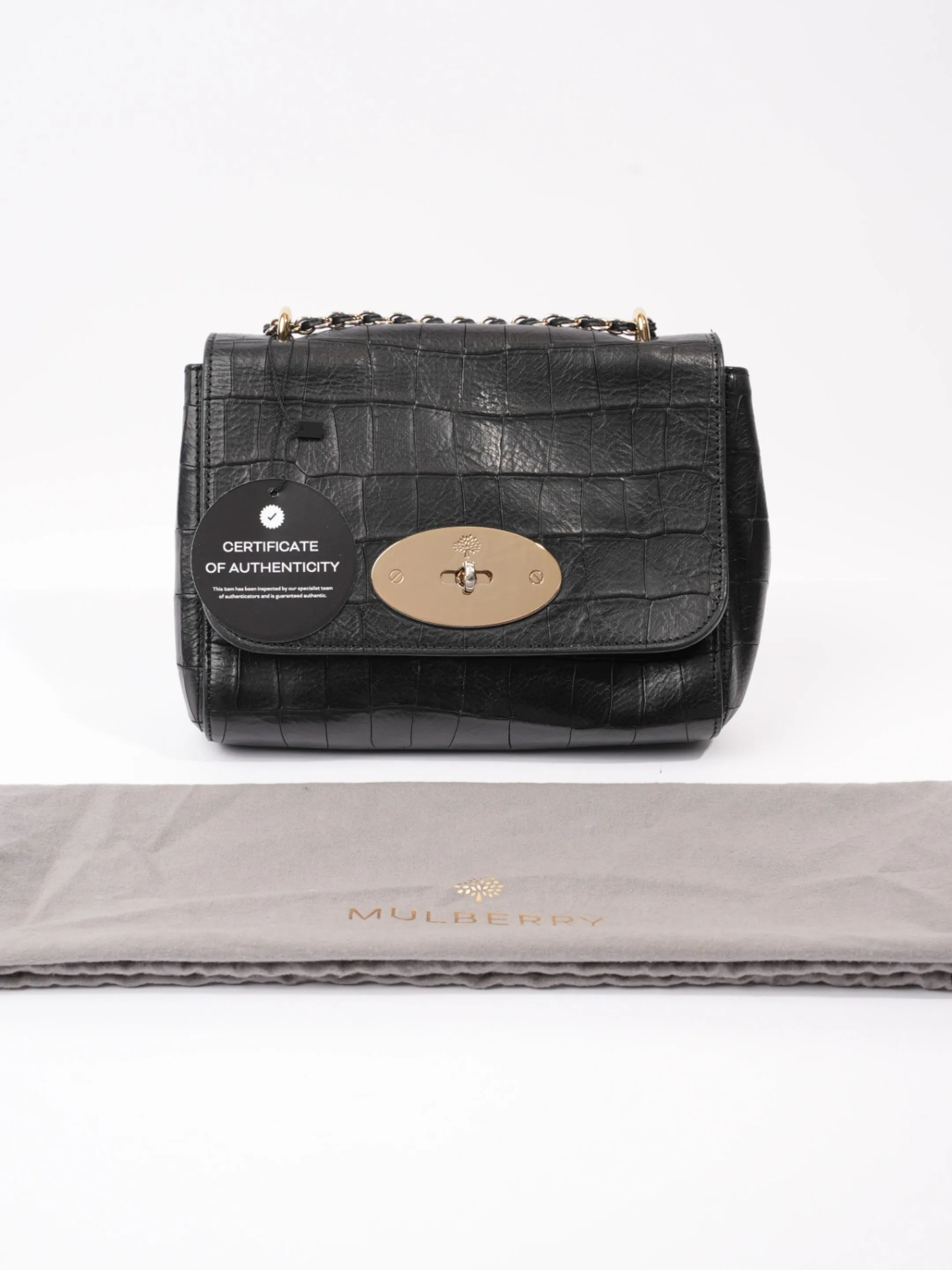 Mulberry Lily Black Embossed Leather Small
