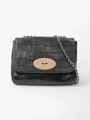 Mulberry Lily Black Embossed Leather Small