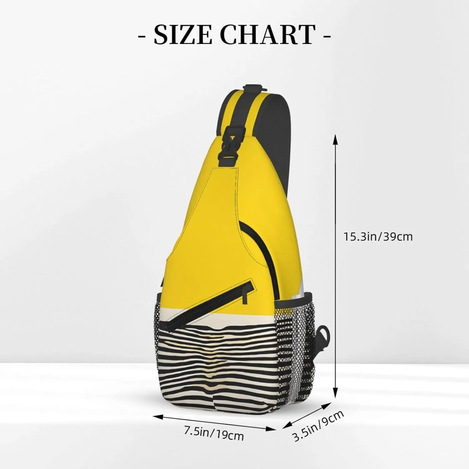 Mustard Yellow And Black Print Print Cross Chest Bag Diagonally Durable & Comfortable For Travel And Daily Use