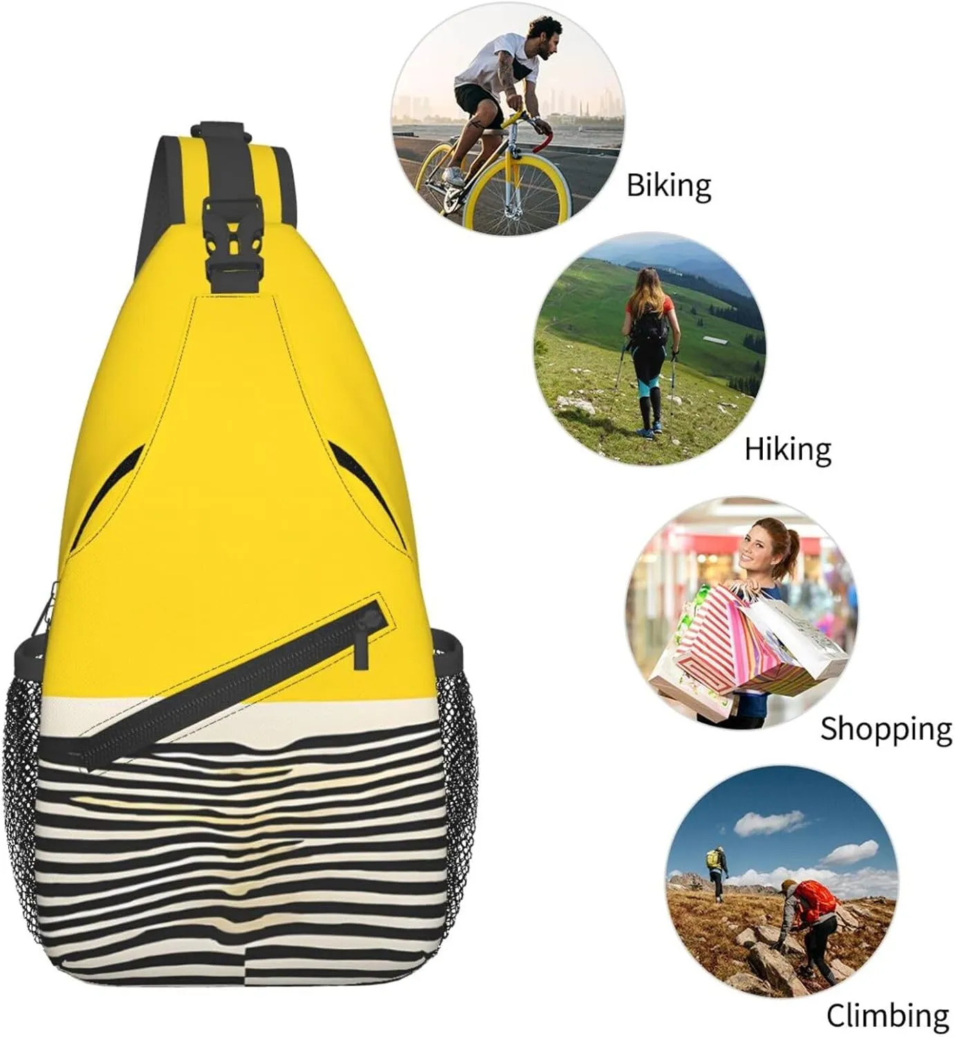 Mustard Yellow And Black Print Print Cross Chest Bag Diagonally Durable & Comfortable For Travel And Daily Use