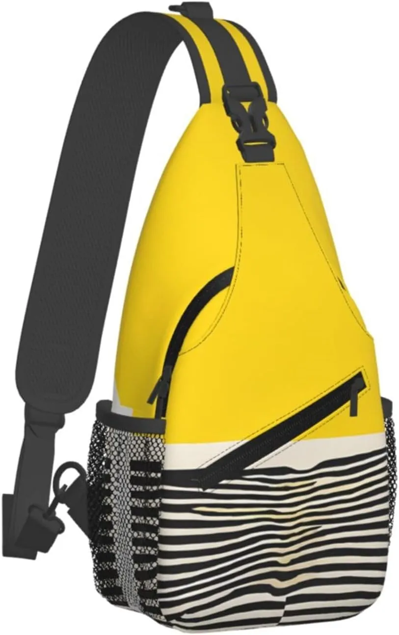 Mustard Yellow And Black Print Print Cross Chest Bag Diagonally Durable & Comfortable For Travel And Daily Use