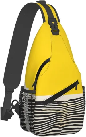 Mustard Yellow And Black Print Print Cross Chest Bag Diagonally Durable & Comfortable For Travel And Daily Use