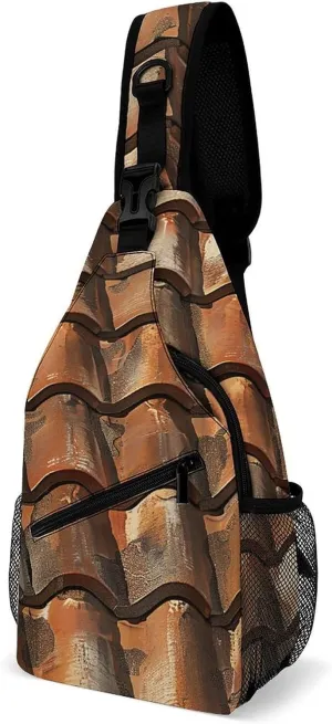 Mustard Yellow And Brown Sling Bag Lightweight Crossbody Chest Pack Travel Shoulder Bag with Adjustable Strap