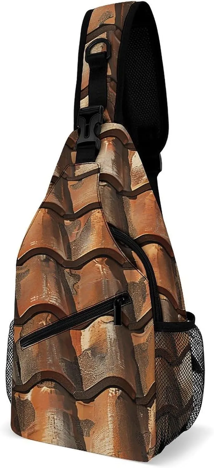 Mustard Yellow And Brown Sling Bag Lightweight Crossbody Chest Pack Travel Shoulder Bag with Adjustable Strap