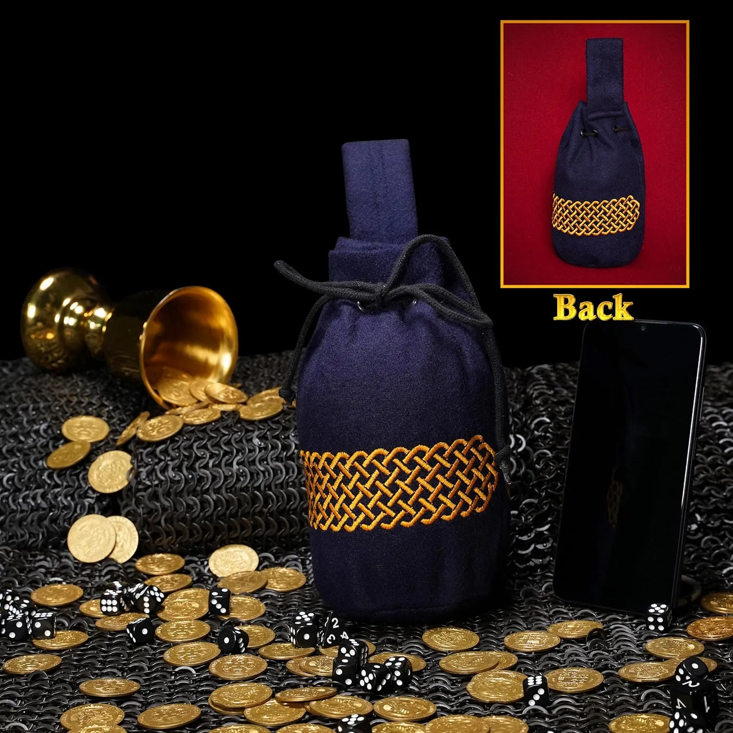 Mythrojan Drawstring Belt Pouch: Medieval Renaissance Bag Costume Accessories Coin Purse