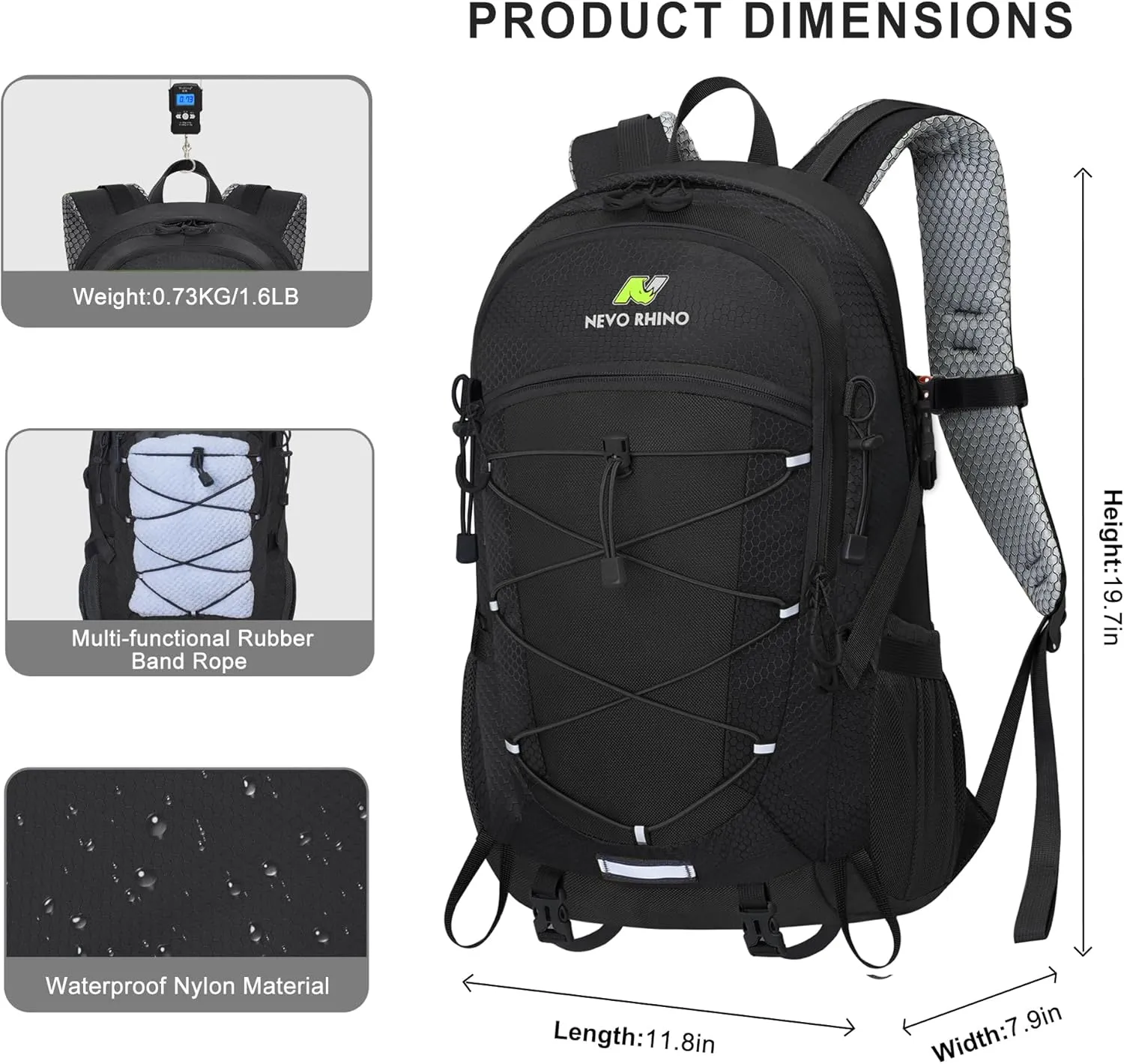 N NEVO RHINO Hiking Backpack 25L/35L Water Resistant Outdoor Day Pack, Lightweight Travel Small Backpack for Men Women