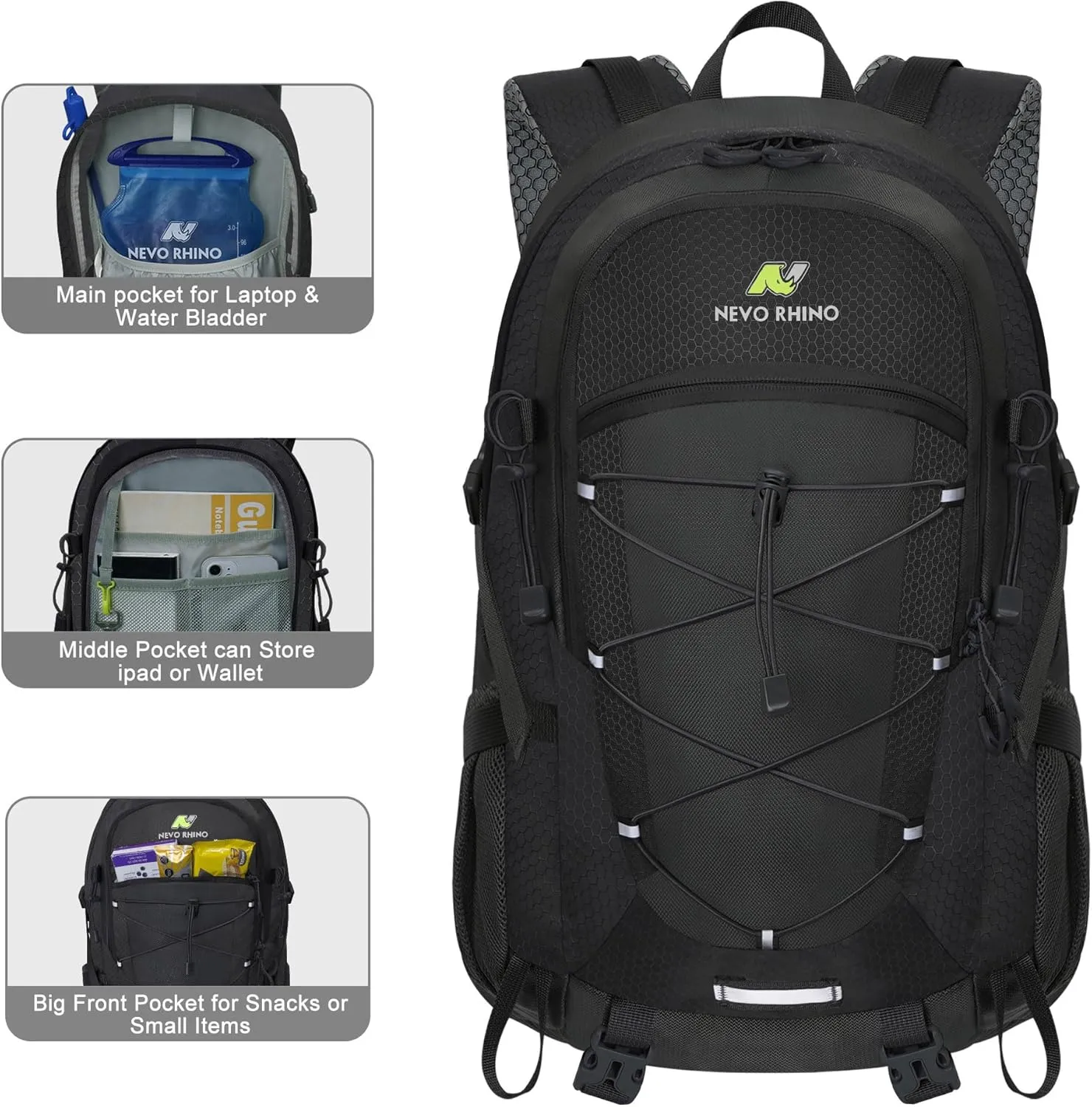 N NEVO RHINO Hiking Backpack 25L/35L Water Resistant Outdoor Day Pack, Lightweight Travel Small Backpack for Men Women