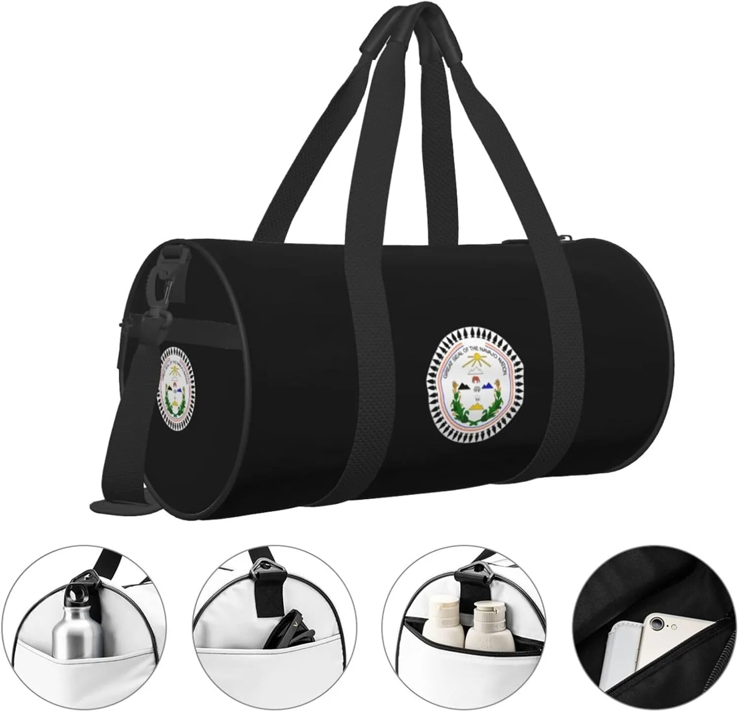 Navajo Nation Travel Luggage Duffel Bag Sports Rolling Foldable Duffel Bag, Black