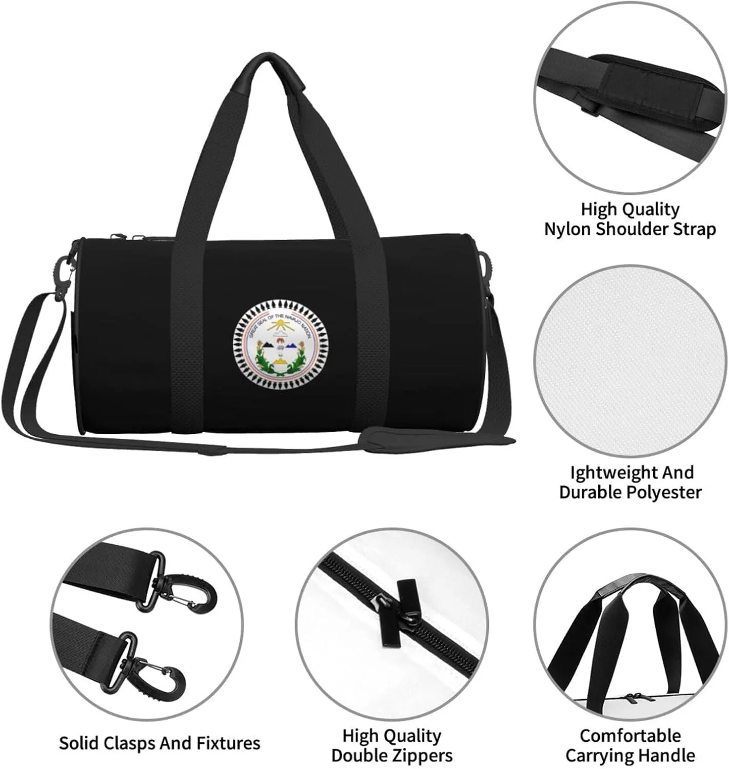 Navajo Nation Travel Luggage Duffel Bag Sports Rolling Foldable Duffel Bag, Black