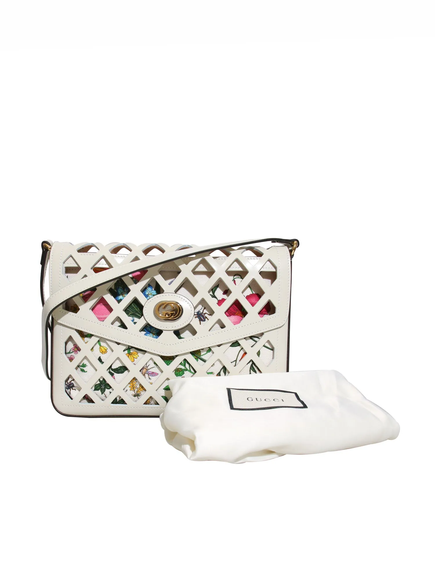 New 2019 Traforata Leather Cutout Flora Shoulder Bag