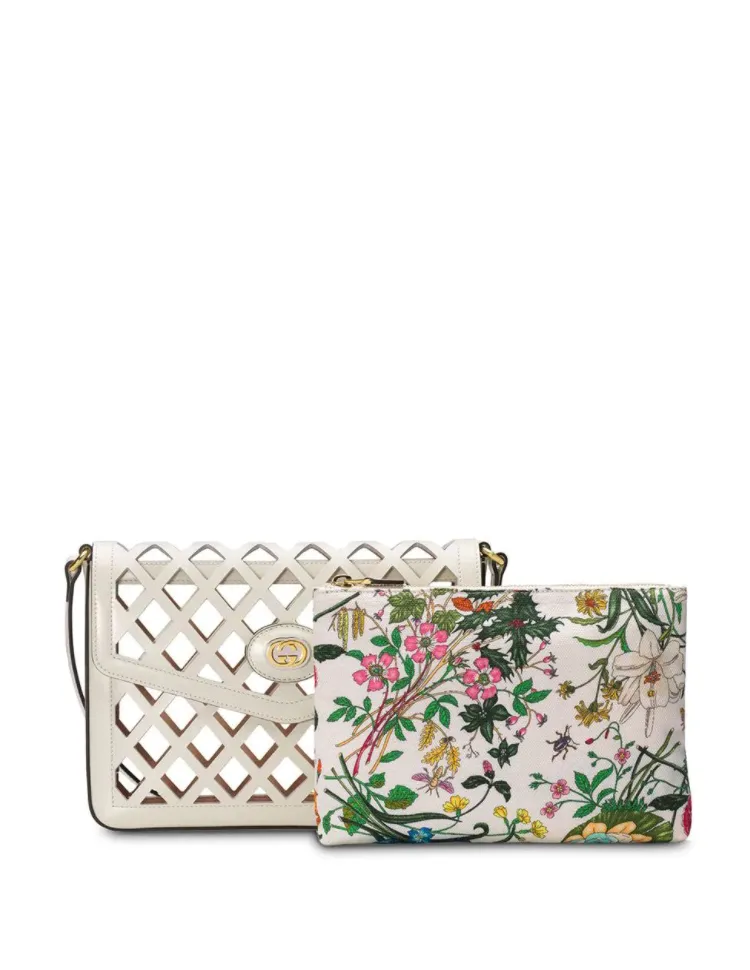 New 2019 Traforata Leather Cutout Flora Shoulder Bag