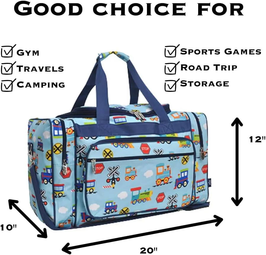 NGIL Canvas 20" inch Duffle Bag (Train Print-Navy)