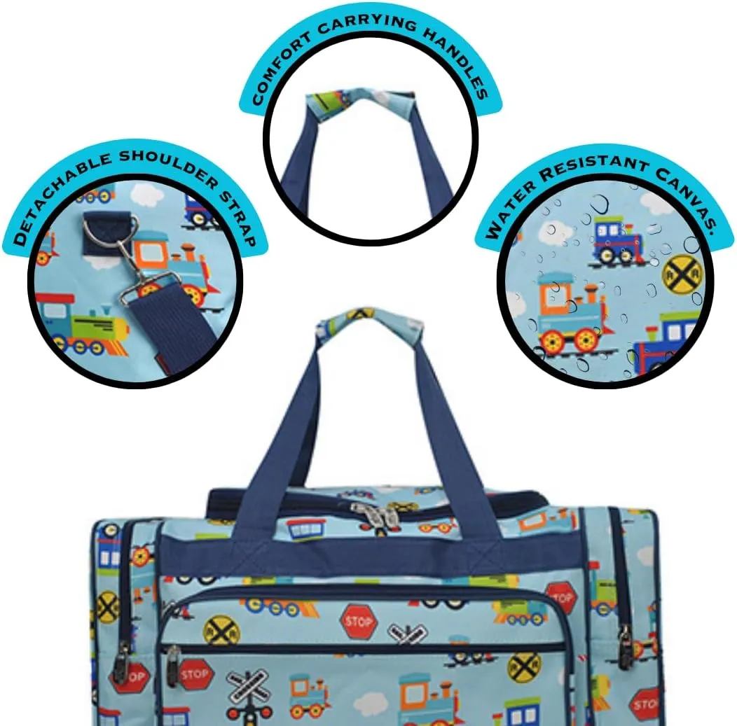 NGIL Canvas 20" inch Duffle Bag (Train Print-Navy)