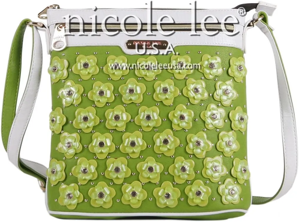 Nicole Lee Makenzie Floral Encrusted Beads Cross Body Bag, Black, One Size