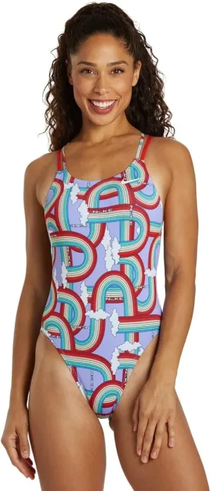 Nike Women's HydraStrong Multiple Print Spider Back One Piece Swimsuit Multi, 26