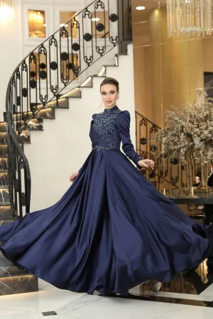 Nilüfer Evening Dress - Navy SCB - 58934